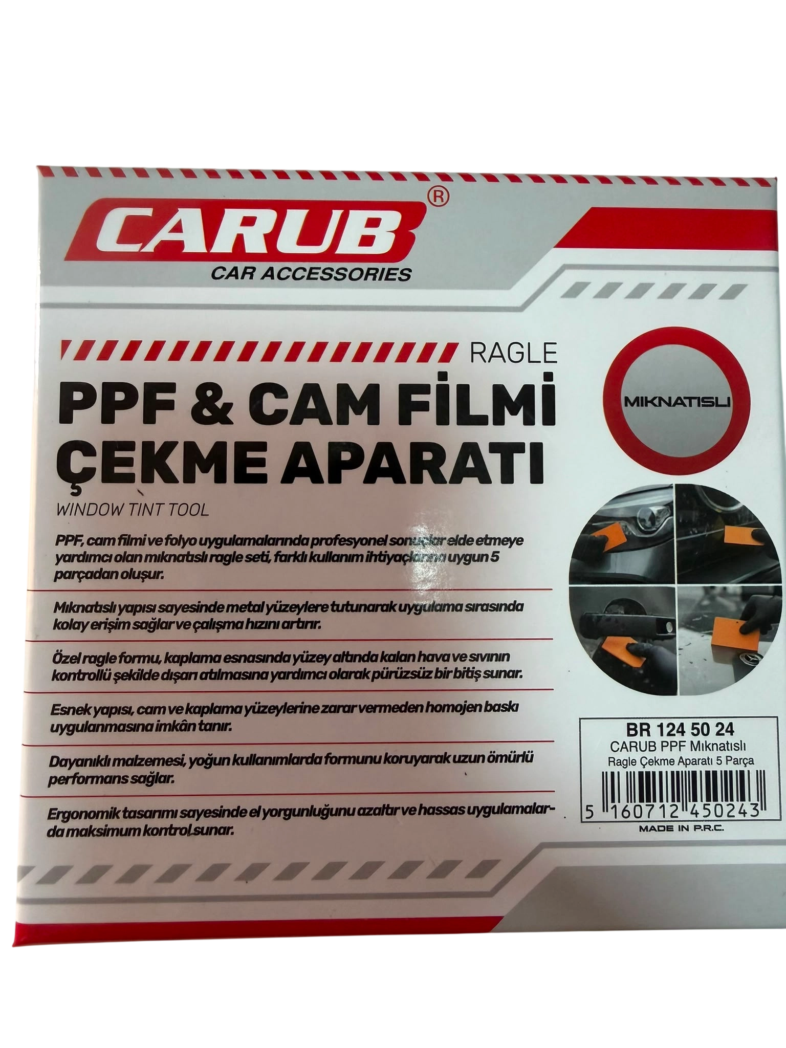 Mıknatıslı Profesyonel Cam Filmi Folyo Ppf Çekme Aparatı Ragle Seti 5 Parça br1245024